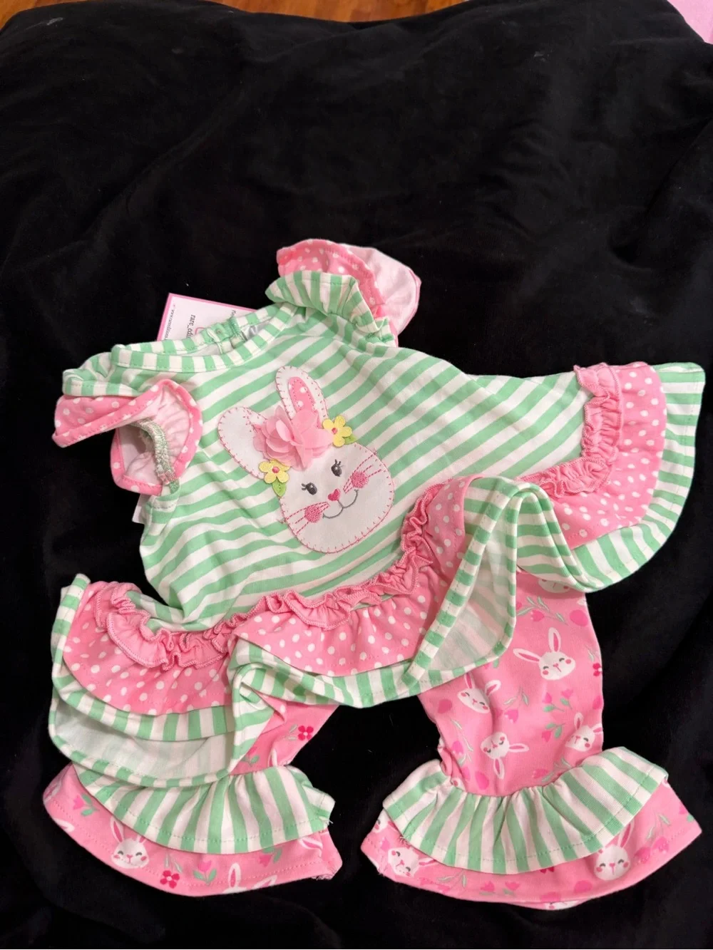 Rare Editions Lime Green and Pink Girls 2-Piece Pajama Set